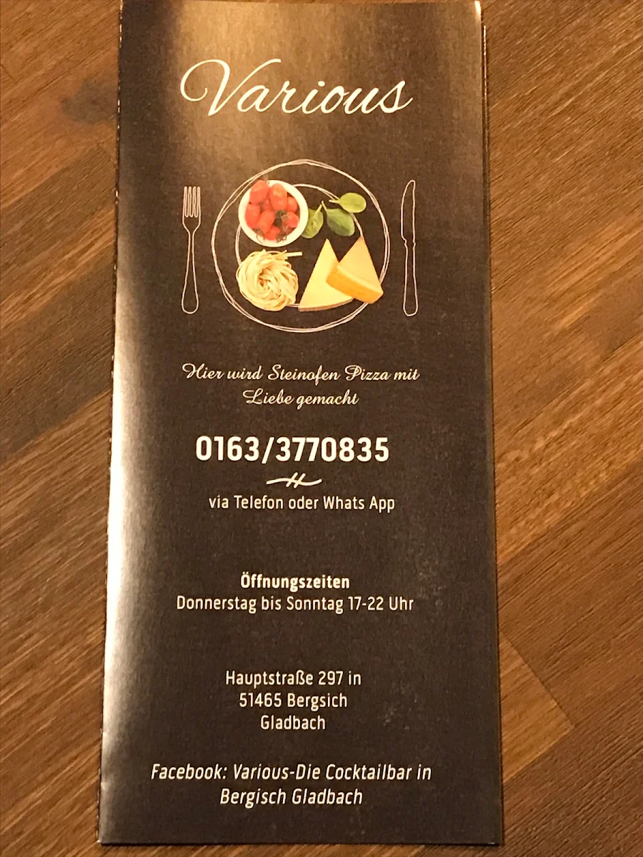 Speisekarte, Various - Restaurant & Cocktailbar - Bergisch Gladbach