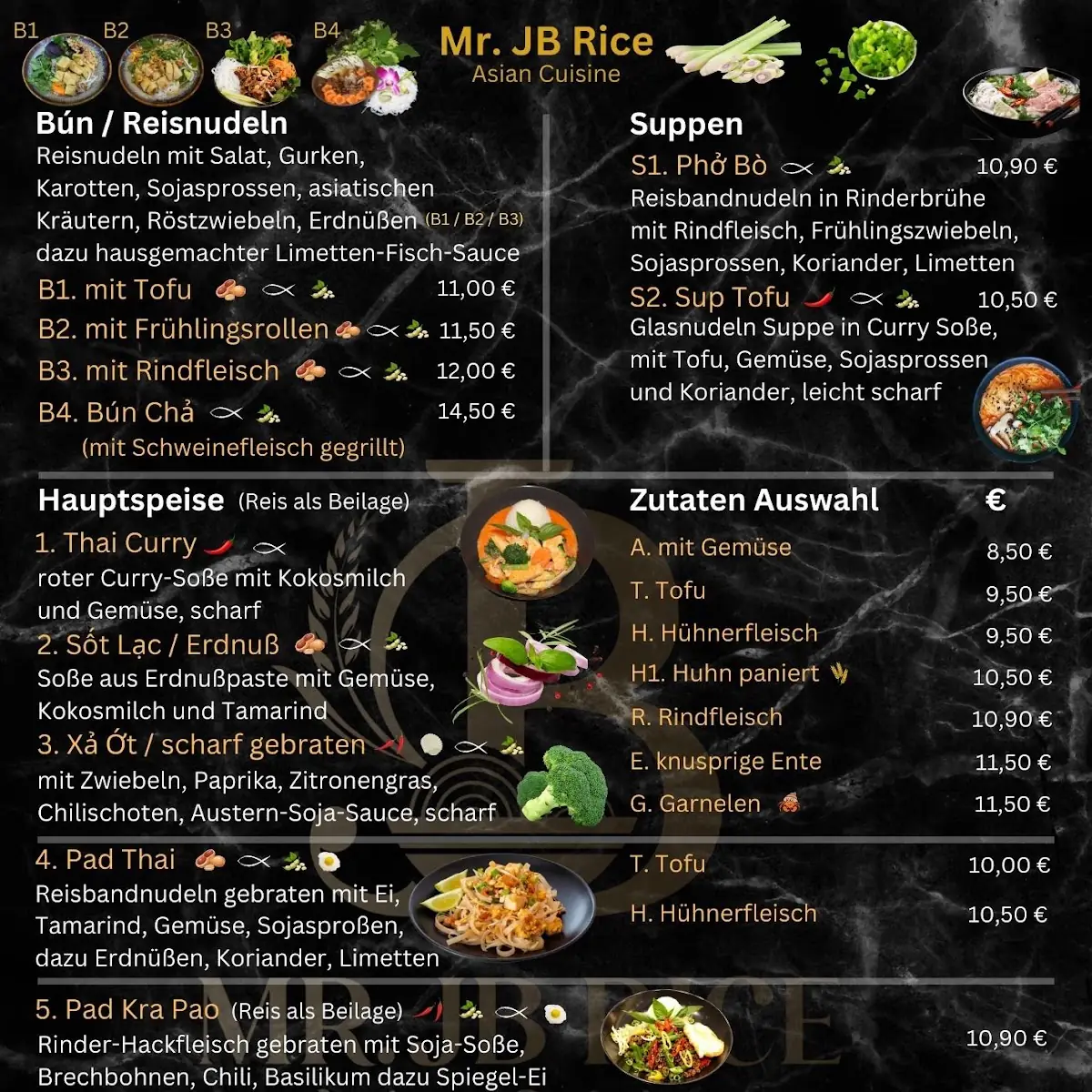 Speisekarte, MrJB Rice