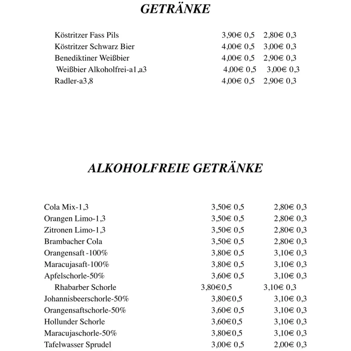 Speisekarte photo 1