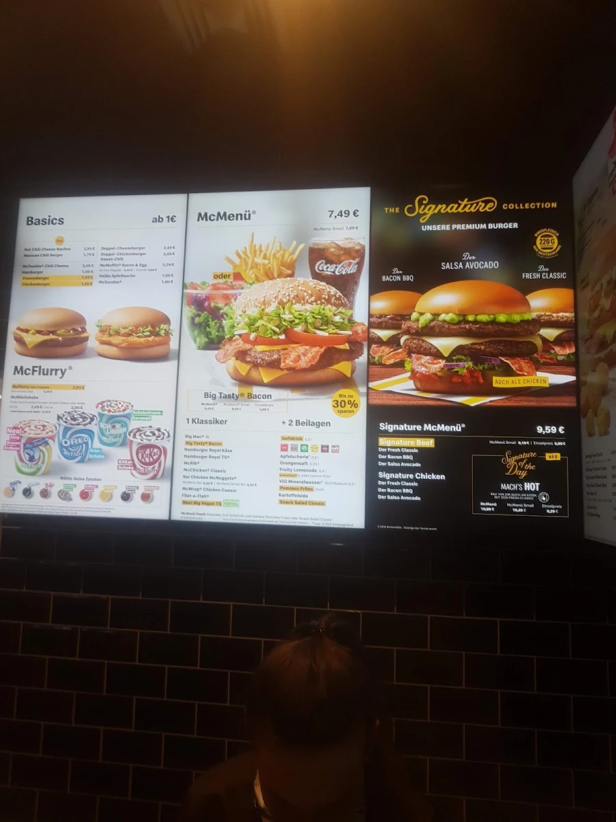 Speisekarte, McDonald's