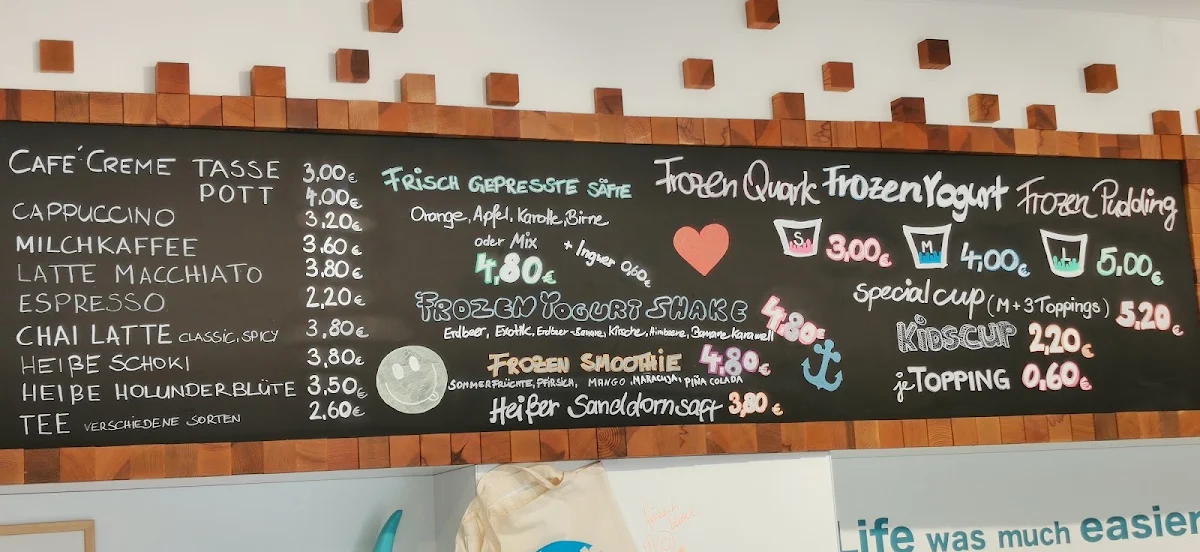 Speisekarte, fröhlich Frozen Yogurt, Kaffee & mehr
