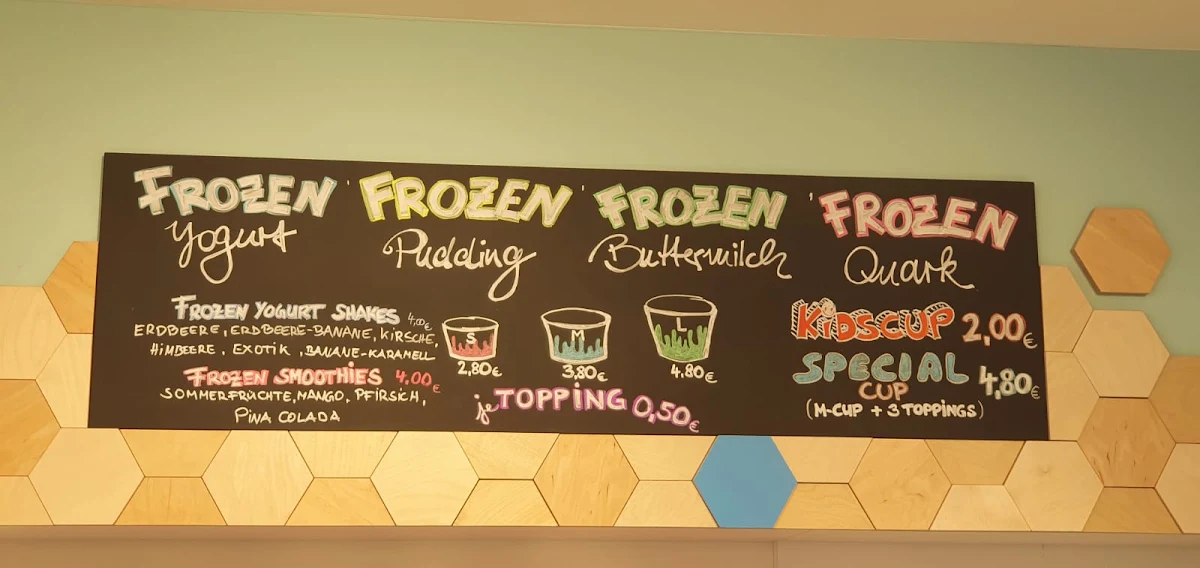 Speisekarte, fröhlich Frozen Yogurt, Kaffee & mehr