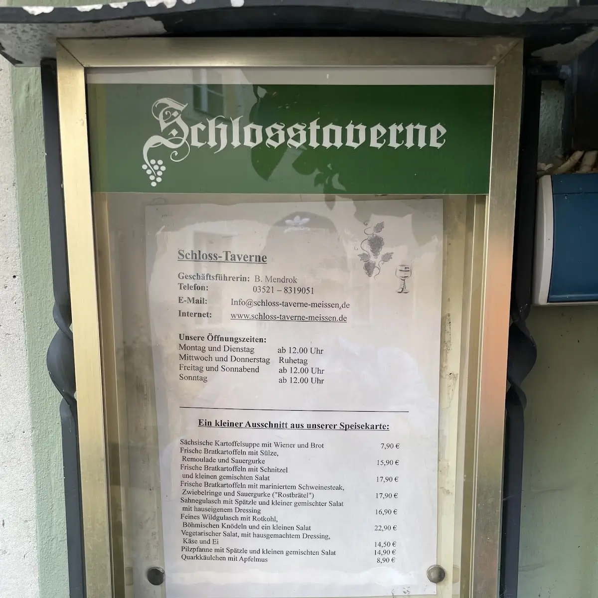 Speisekarte, Schloss-Taverne