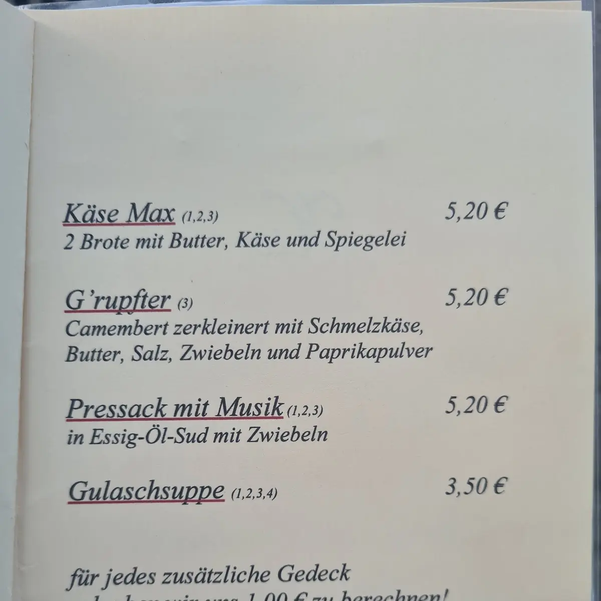 Speisekarte photo 1