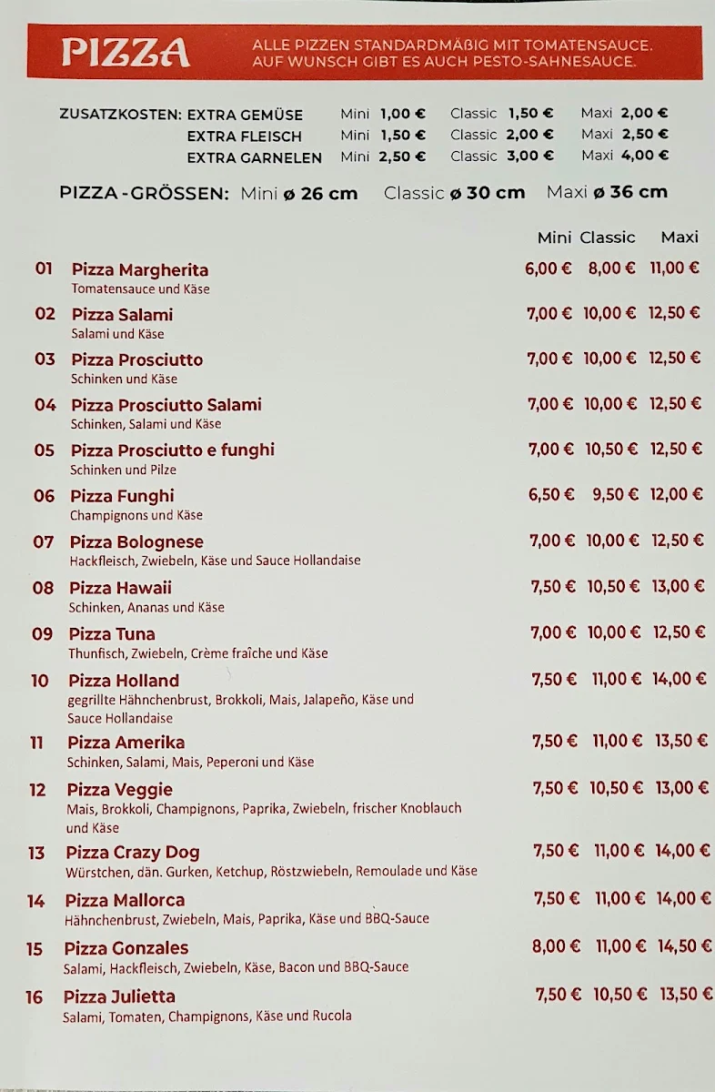 Speisekarte, Diamant pizzeria &kebap Haus