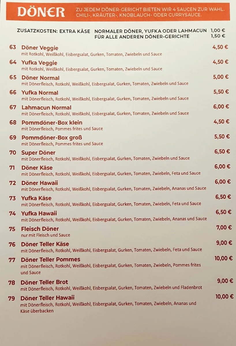 Speisekarte, Diamant pizzeria &kebap Haus