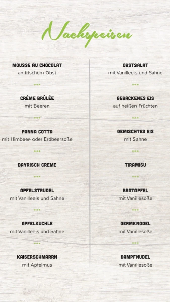 Speisekarte, Biergarten Beim Lagoi