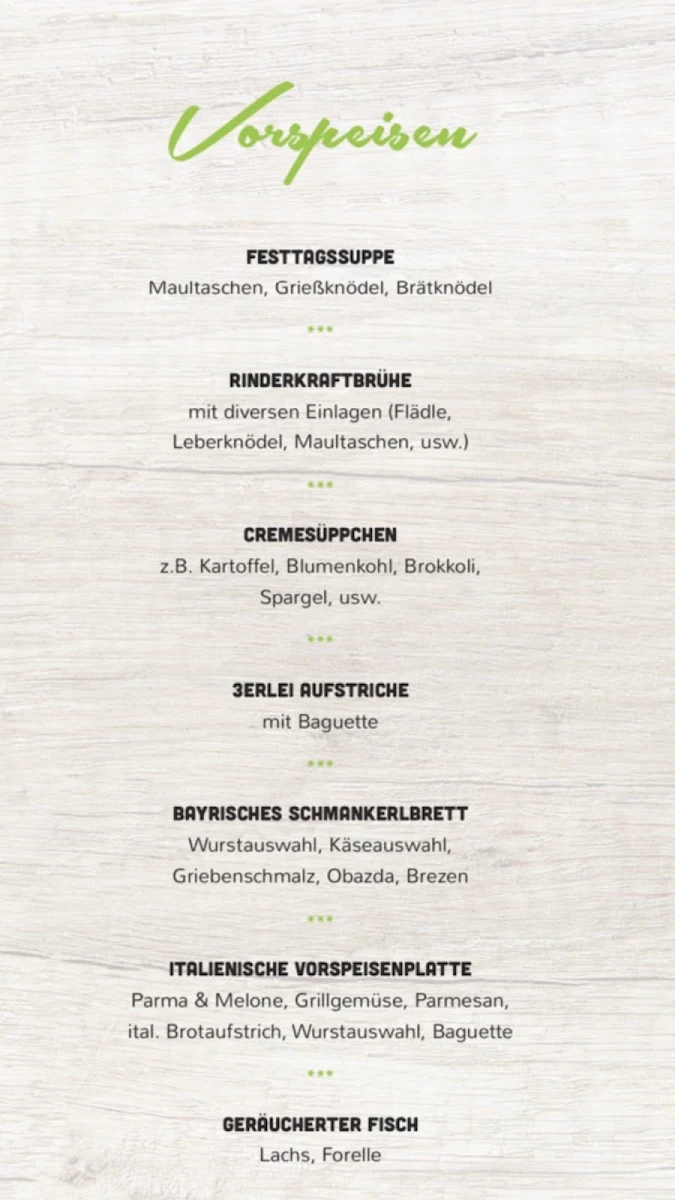 Speisekarte, Biergarten Beim Lagoi
