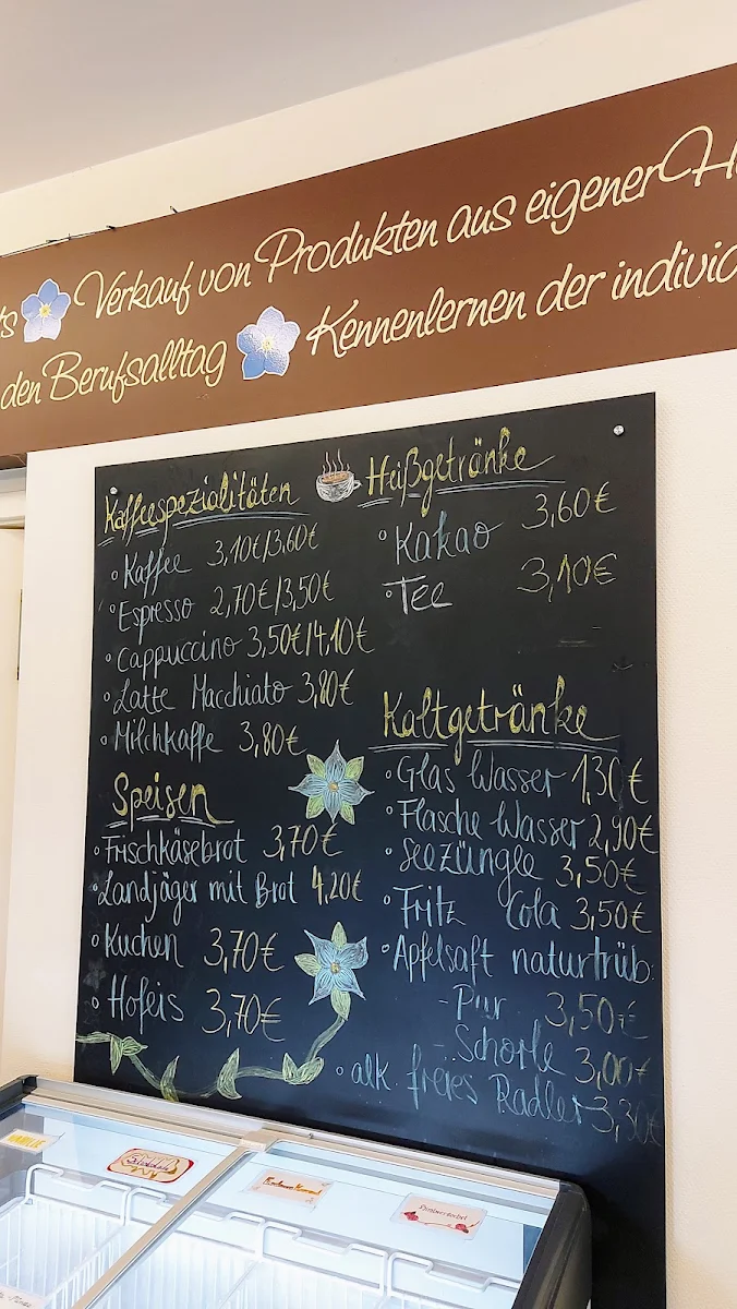 Speisekarte, Café Vergissmeinnicht