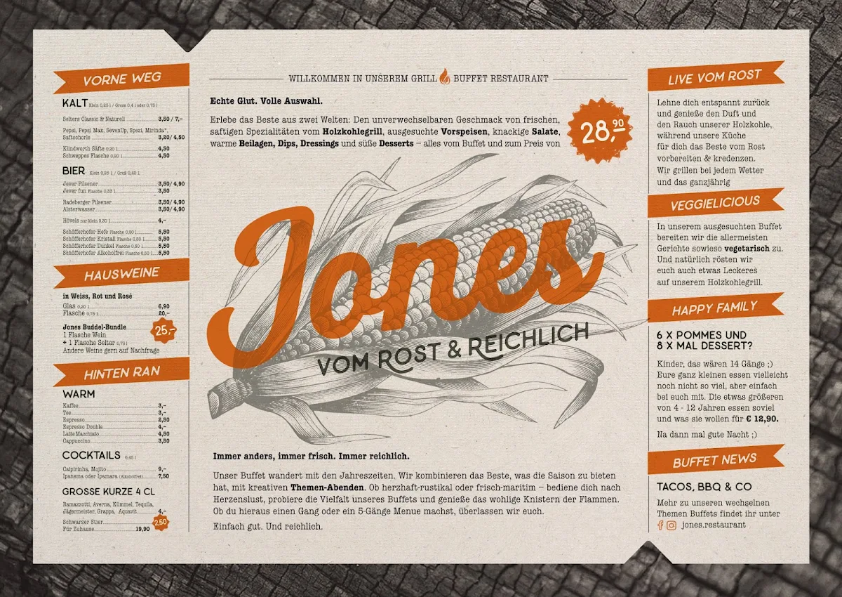 Speisekarte, Jones vom Rost und Reichlich