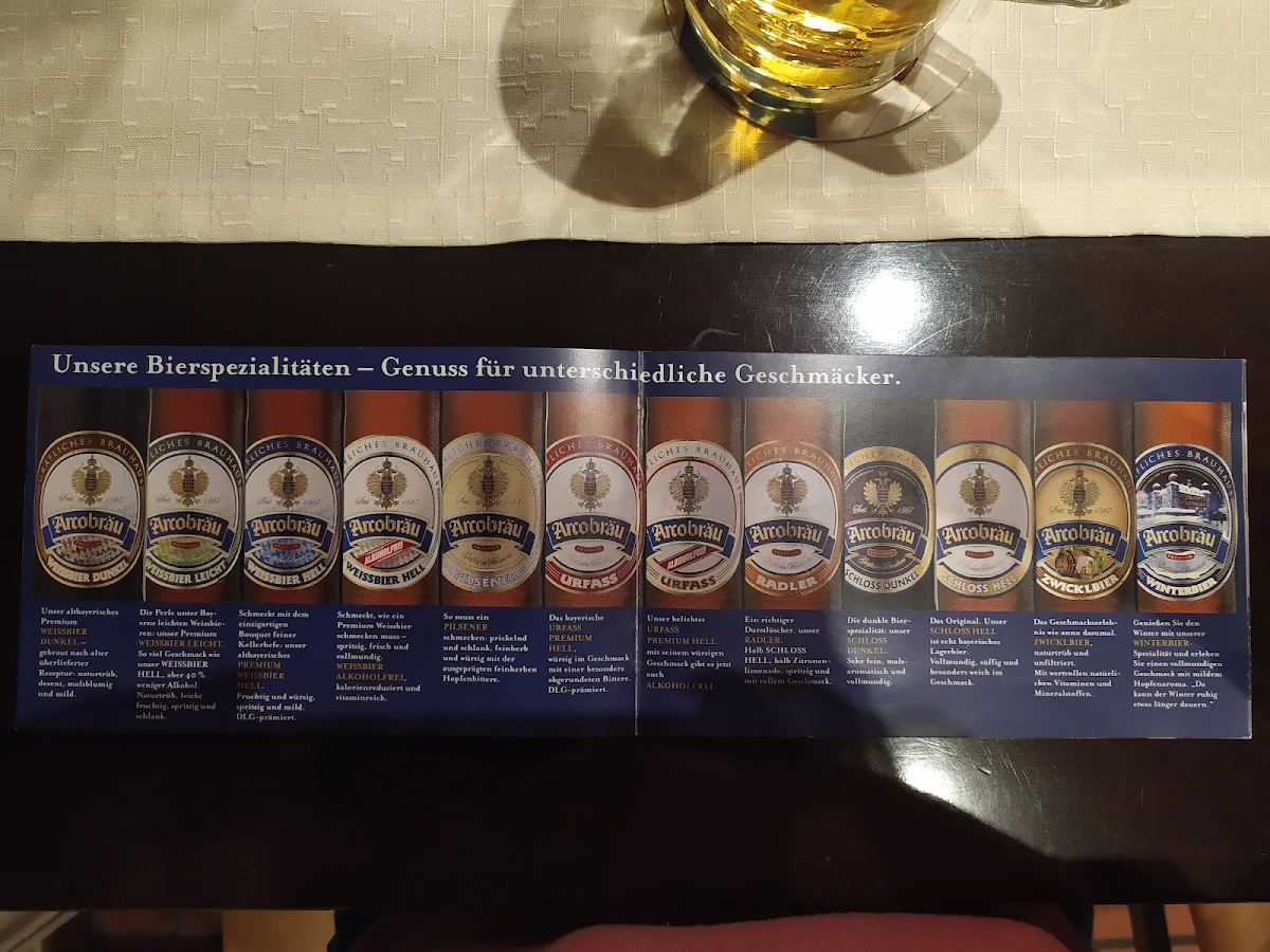 Speisekarte, Arcobräu Stuben