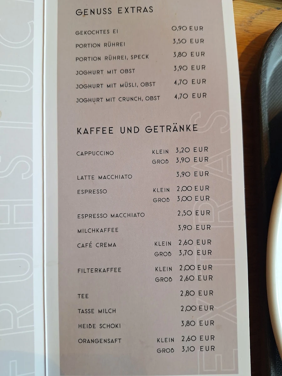 Speisekarte, Bäckerei Waginger