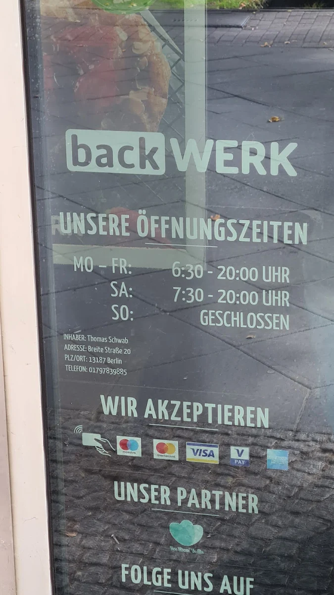 Speisekarte, BackWerk