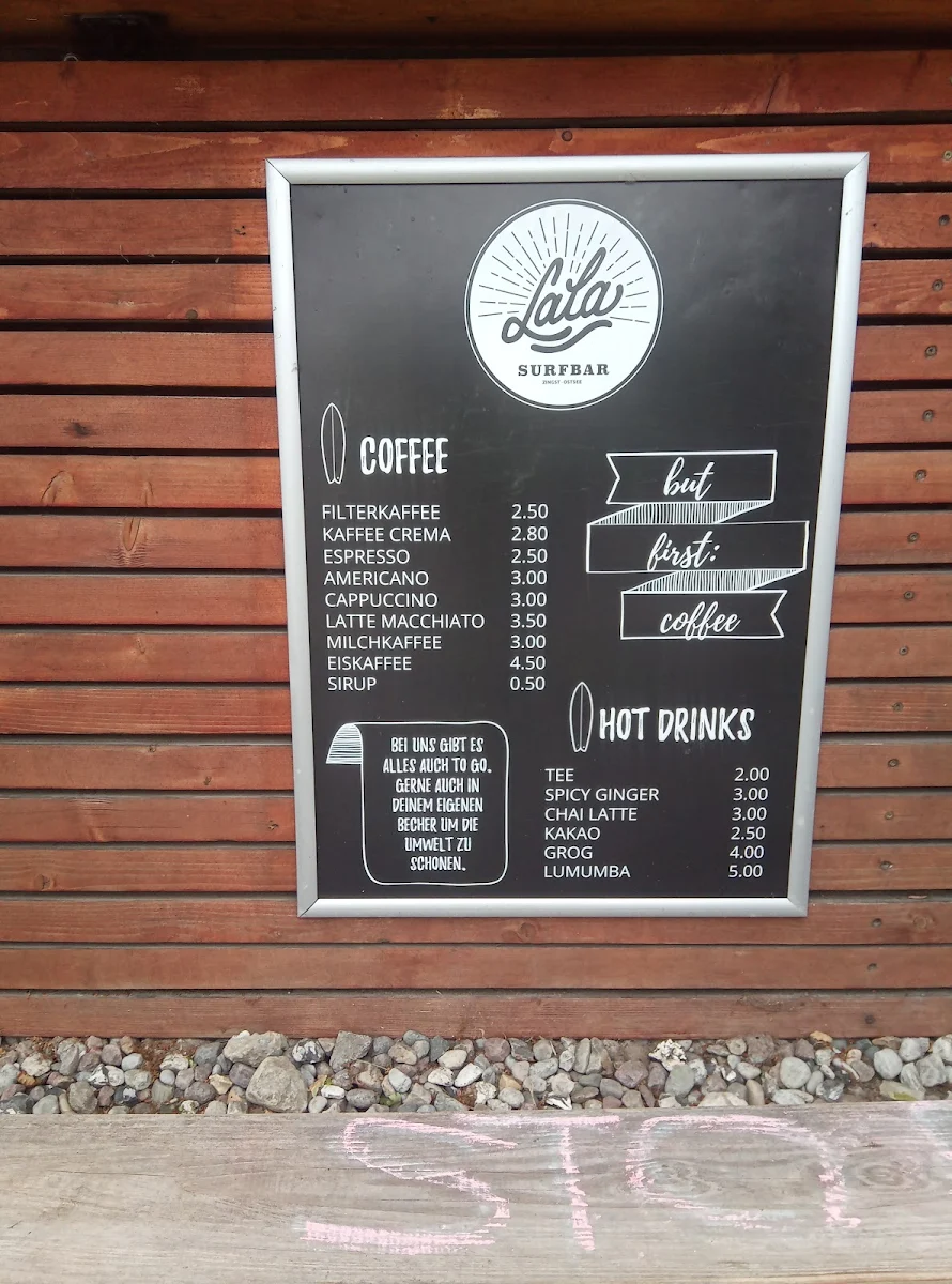 Speisekarte, LaLa Surfbar Zingst