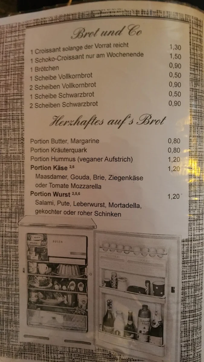 Speisekarte, Café Franck