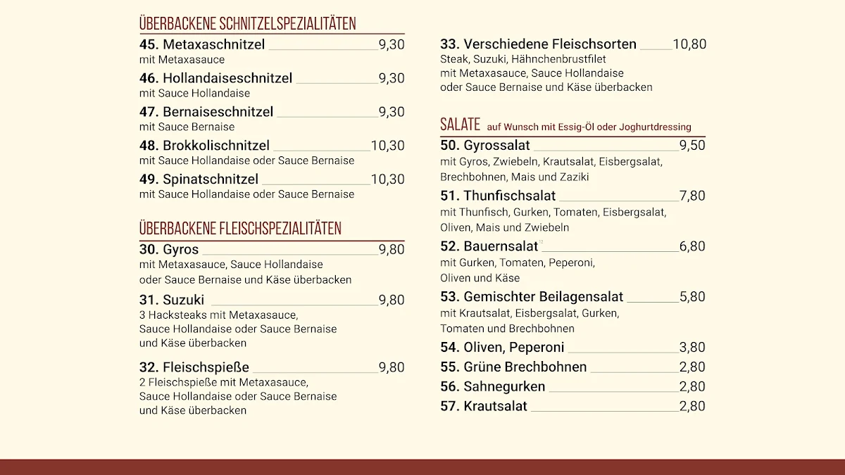 Speisekarte, Schlemmerstube Herten-Bertlich