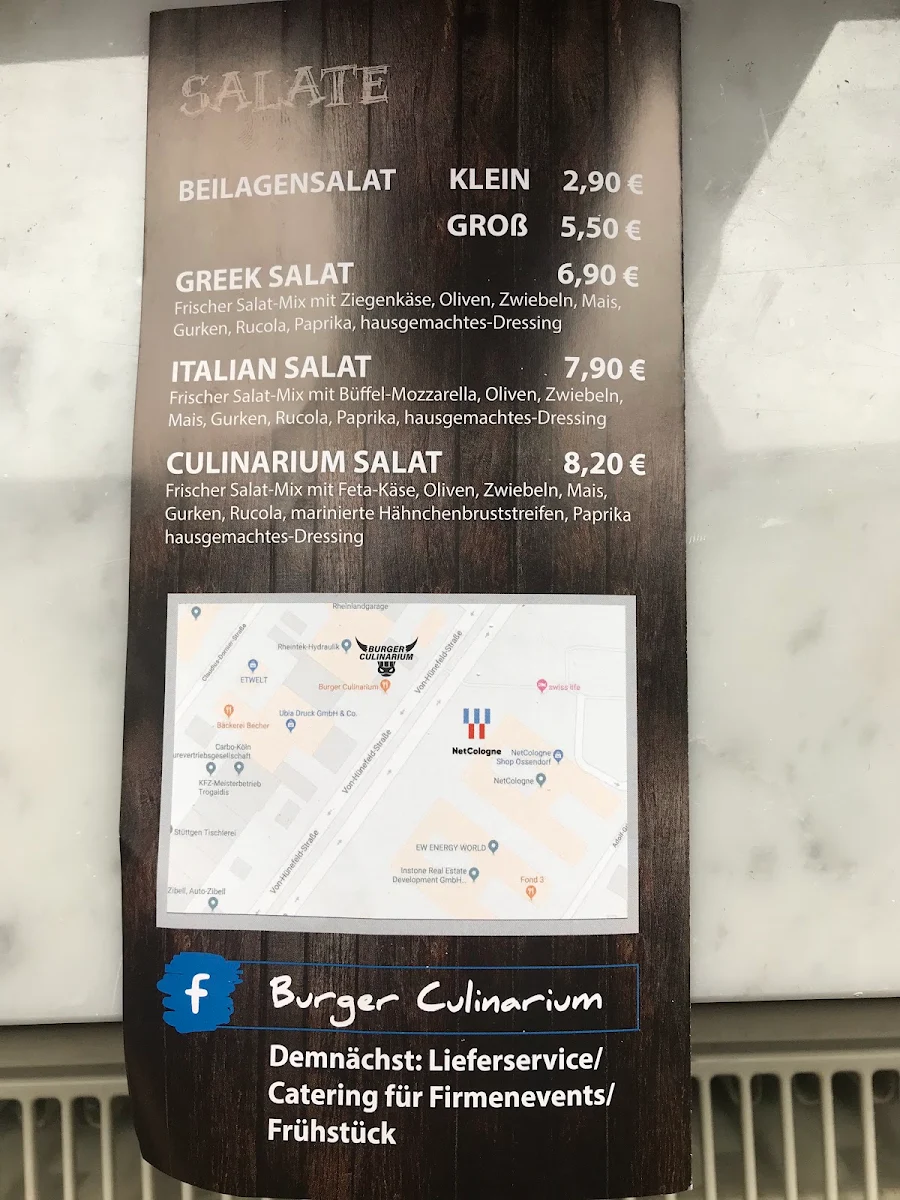 Speisekarte, Burger Culinarium