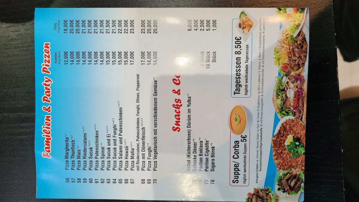 Speisekarte, Magstadter Kebaphaus