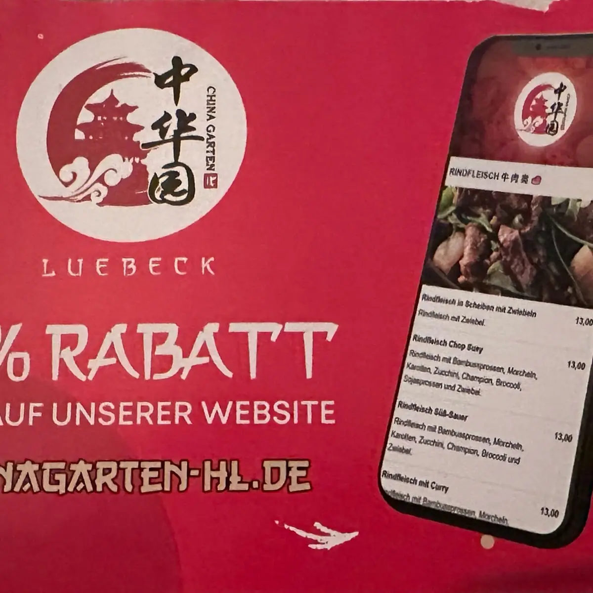 Speisekarte, China Garten Restaurant
