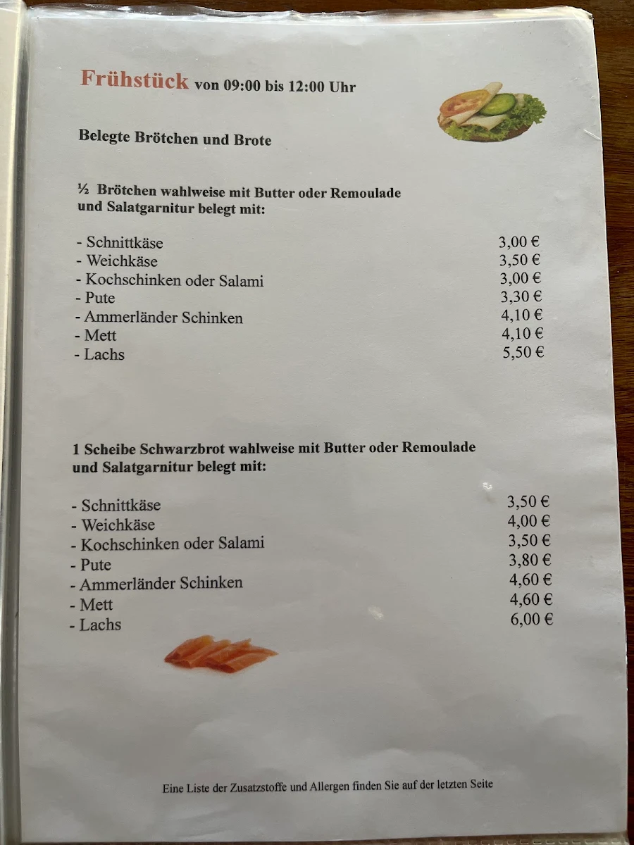 Speisekarte, Ammerländer Landcafe