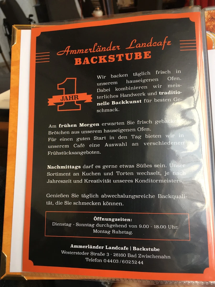Speisekarte, Ammerländer Landcafe