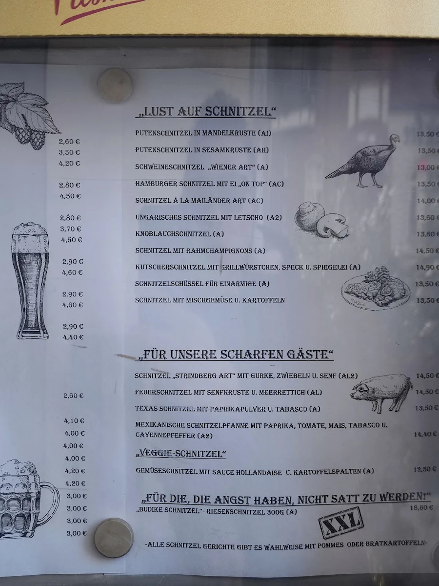 Speisekarte, Budike