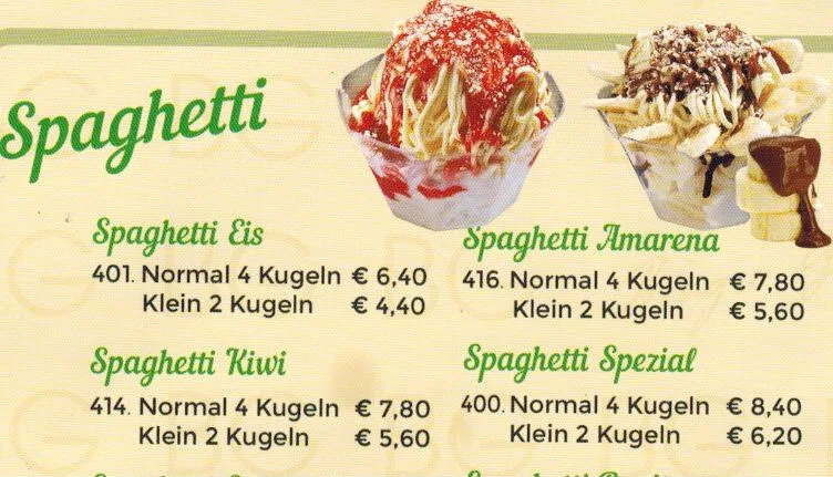 Speisekarte, Guzzo Gelato & Caffè
