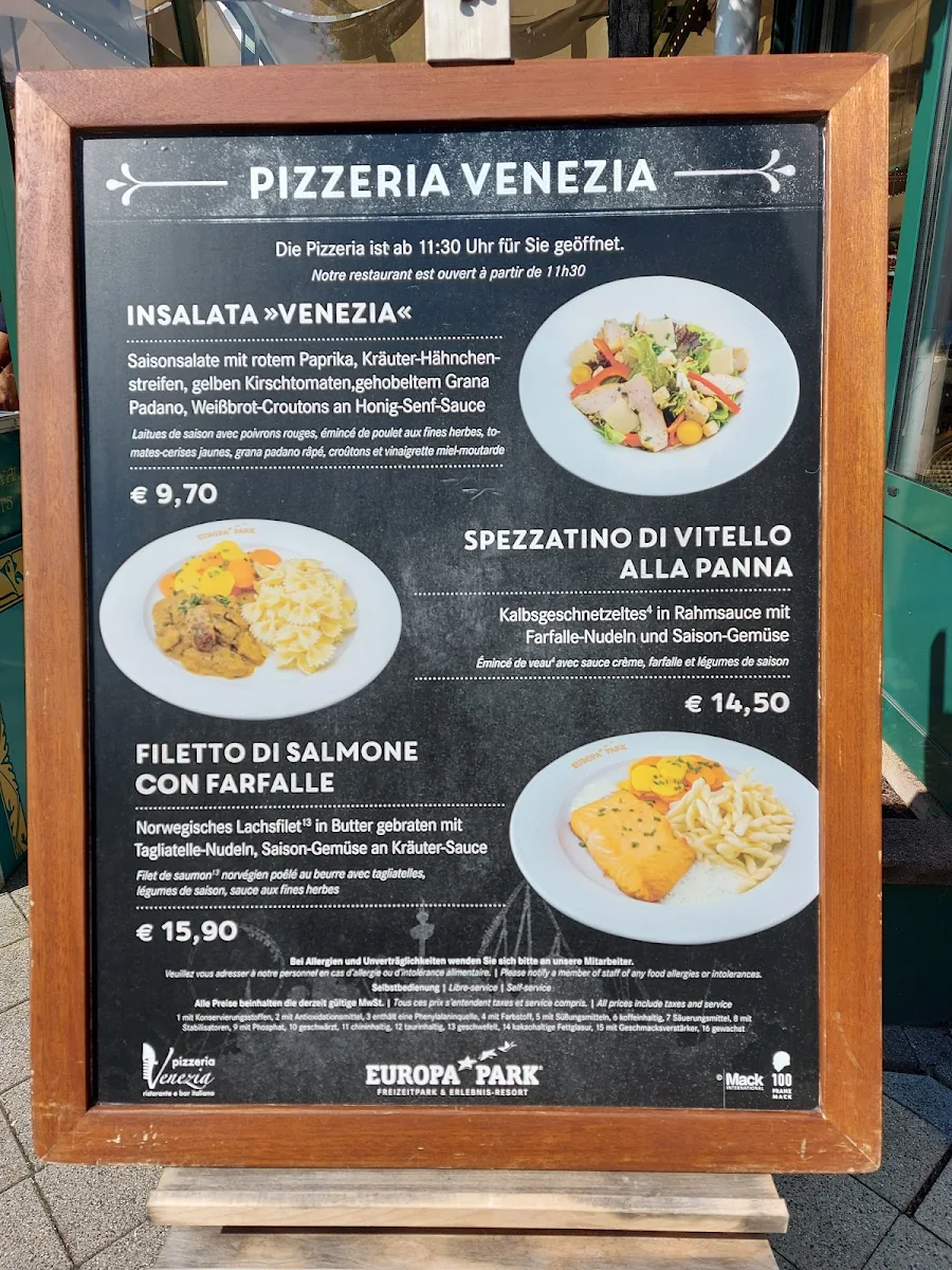 Speisekarte, Pizzeria Venezia