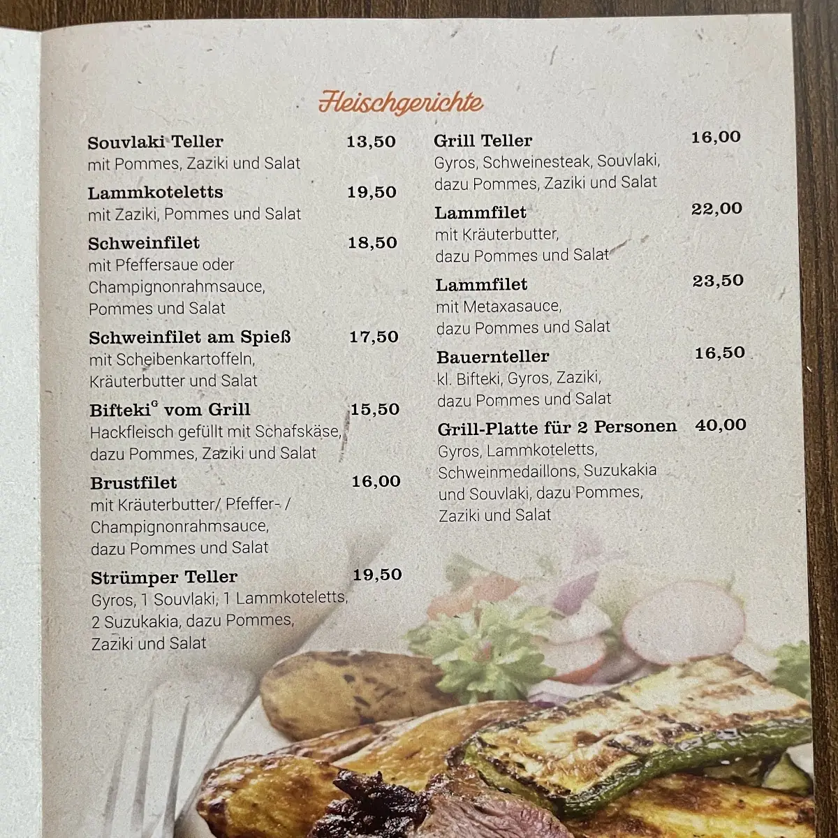Speisekarte, Strümper Taverne