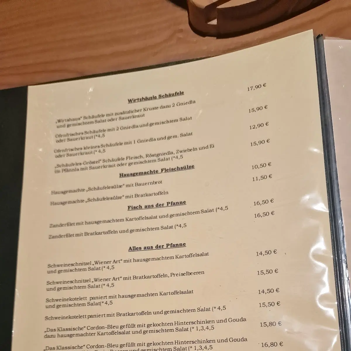 Speisekarte, Fränkisches Wirtshäusla Nürnberg