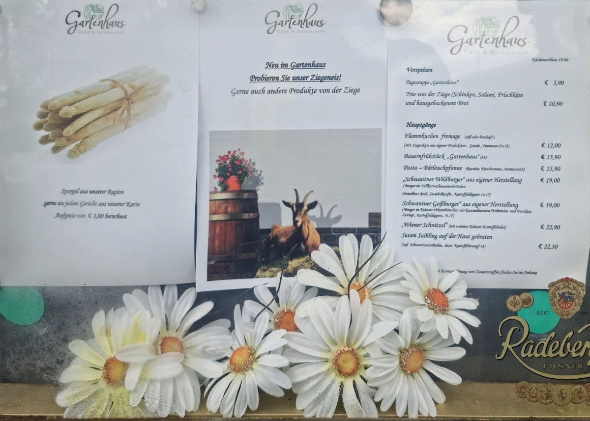 Speisekarte, Gartenhaus - Café & Restaurant