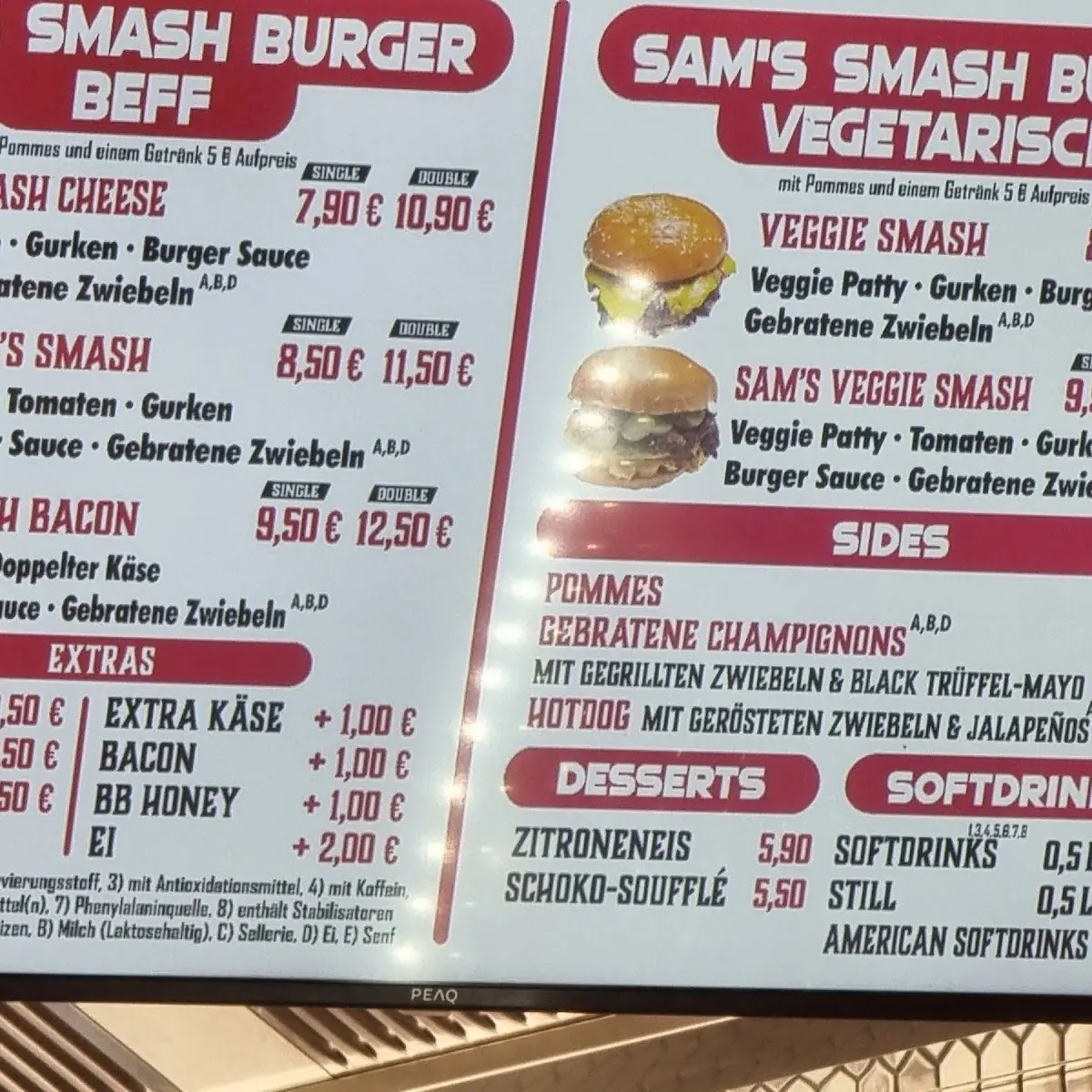 Speisekarte, SAM'S CHEESESTEAK - 100% HALAL ORIGINAL PHILADELPHIA CHEESESTEAK