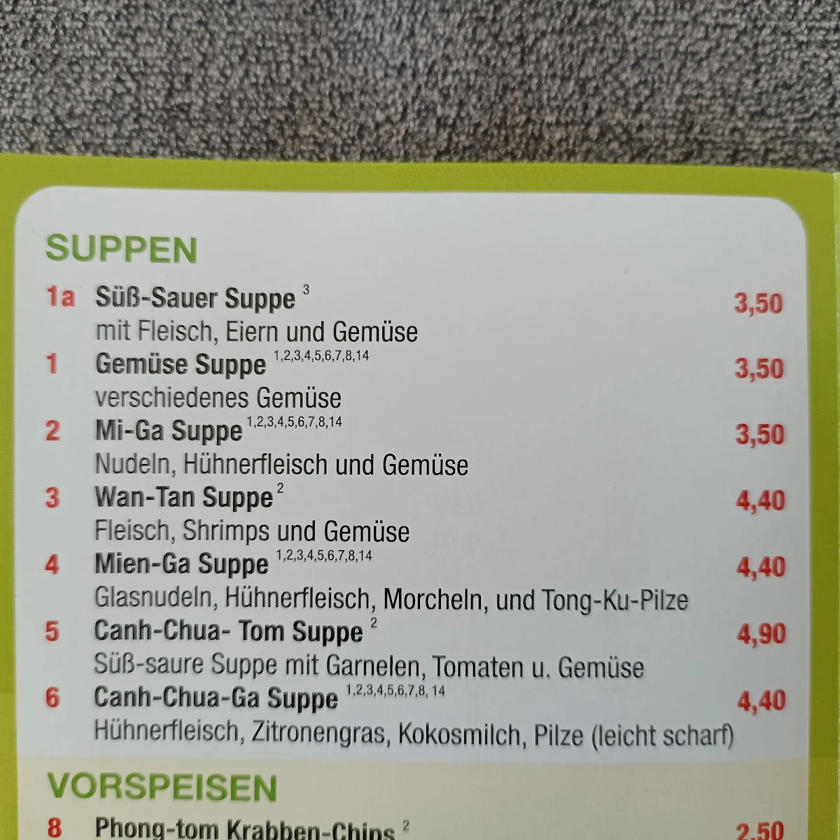 Speisekarte photo 1