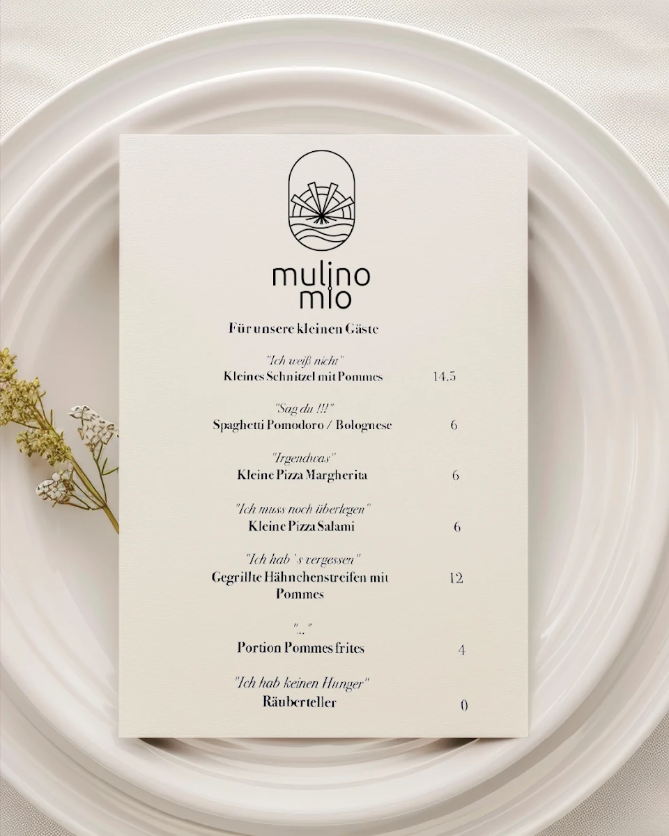Speisekarte, mulino mio - Restaurant Mühlenkeller
