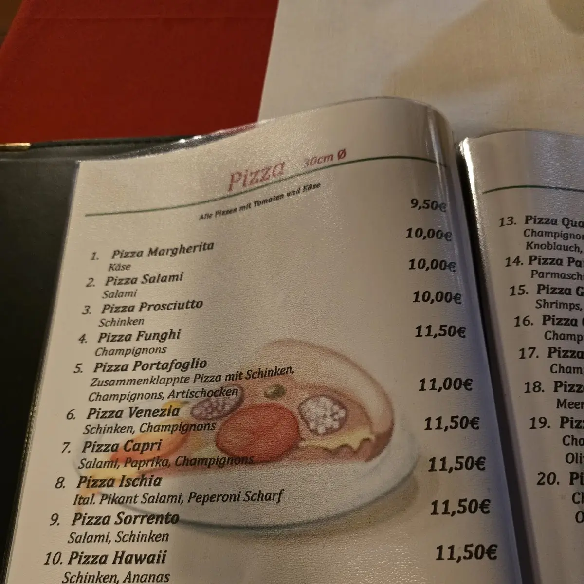 Speisekarte, Jura Gaststätte