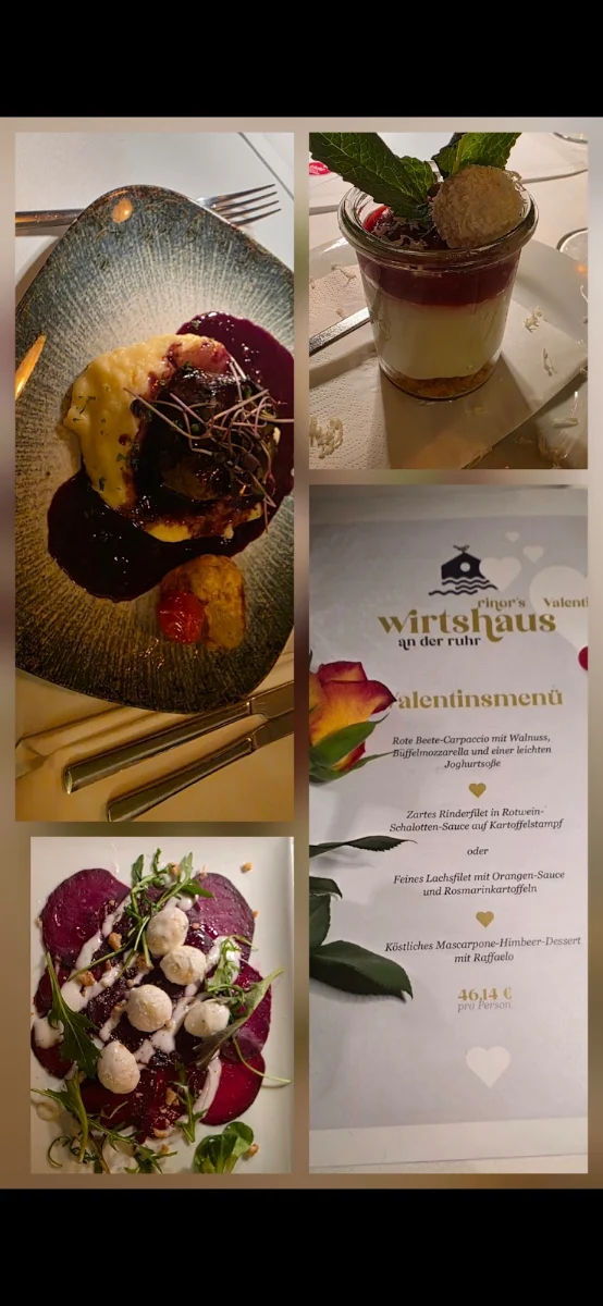 Speisekarte, Rinor's Wirtshaus an der Ruhr