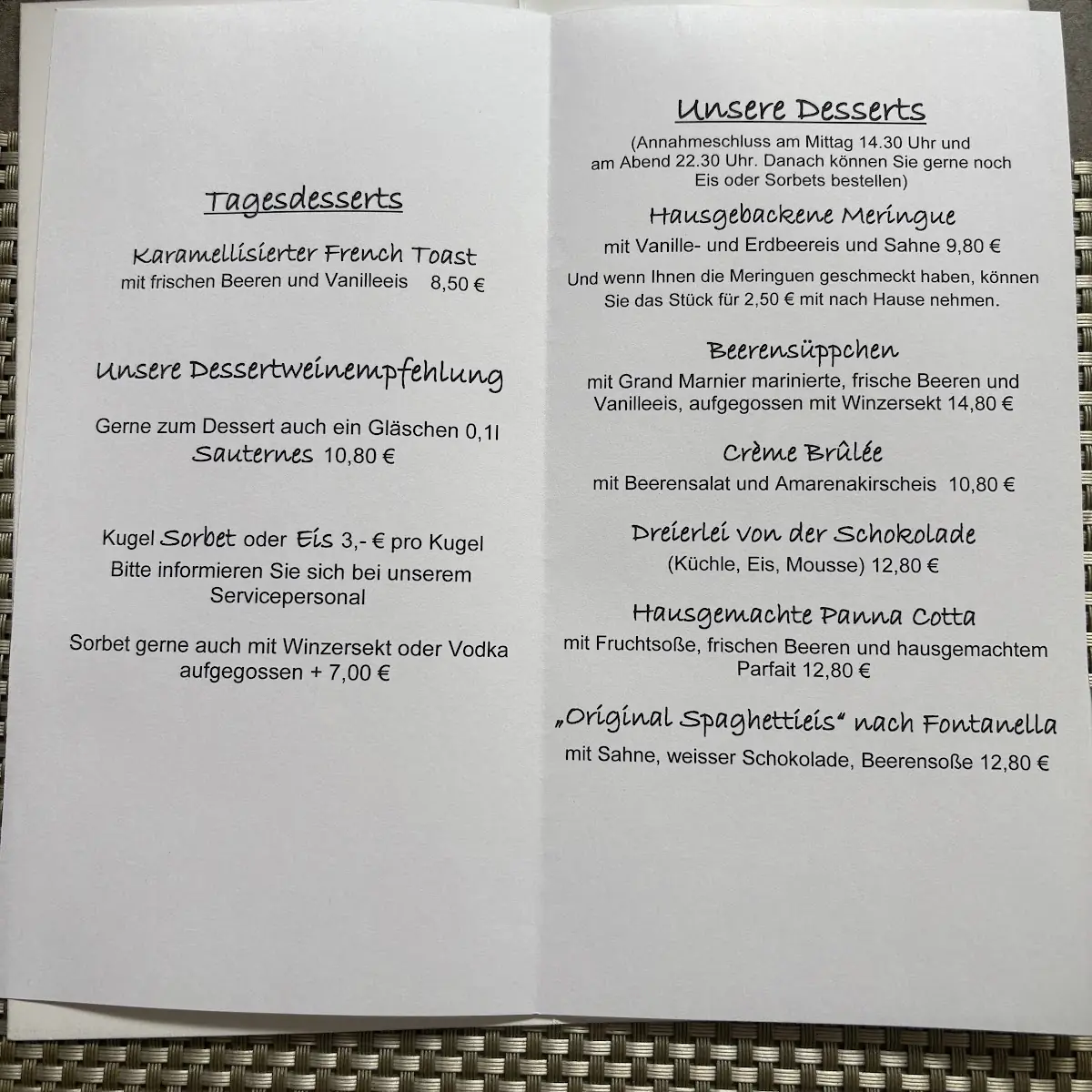 Speisekarte, Ochsen Post Hotel & Restaurants - Peter Jost