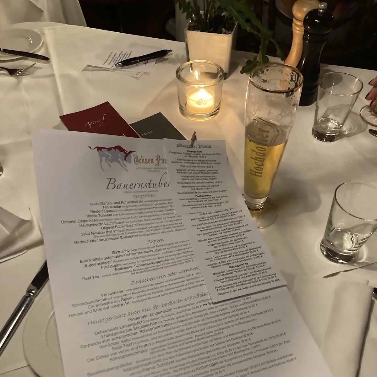 Speisekarte, Ochsen Post Hotel & Restaurants - Peter Jost