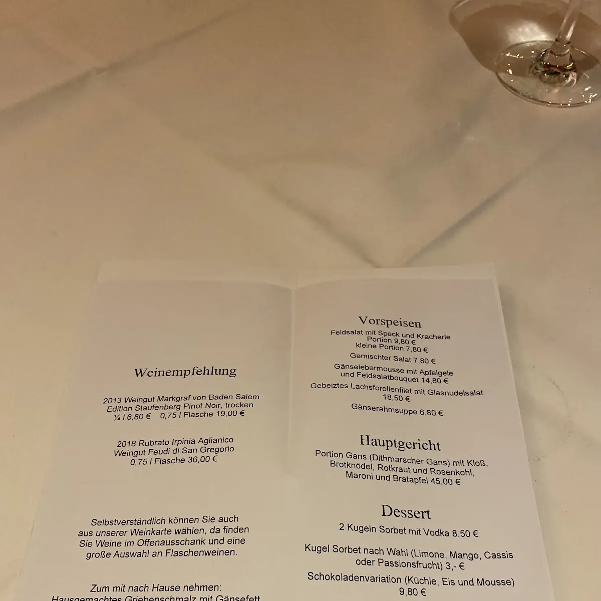 Speisekarte, Ochsen Post Hotel & Restaurants - Peter Jost