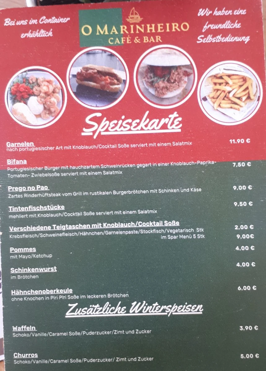 Speisekarte, O Marinheiro Café & Bar