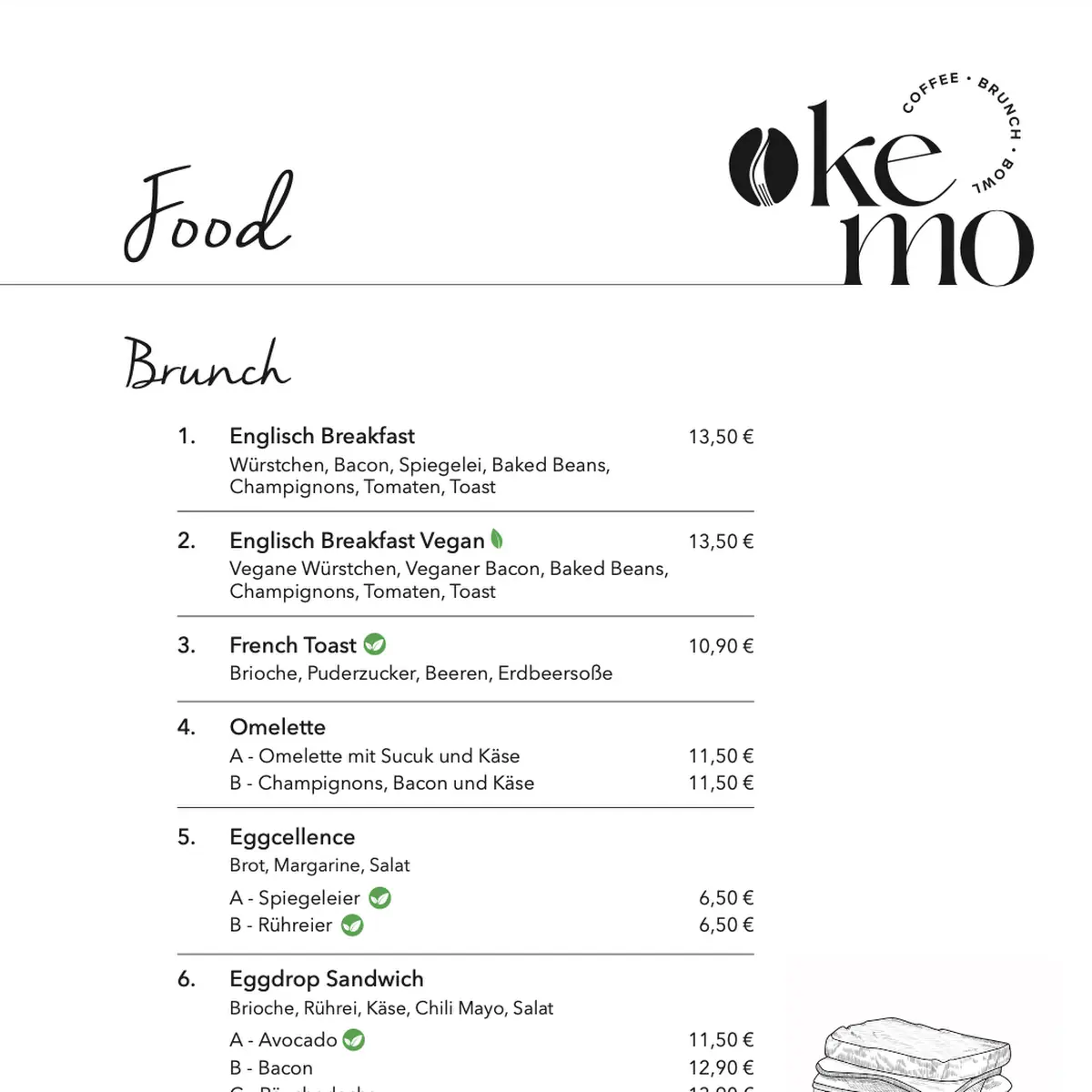 Speisekarte, Kemo Café - Bowls & Brunch