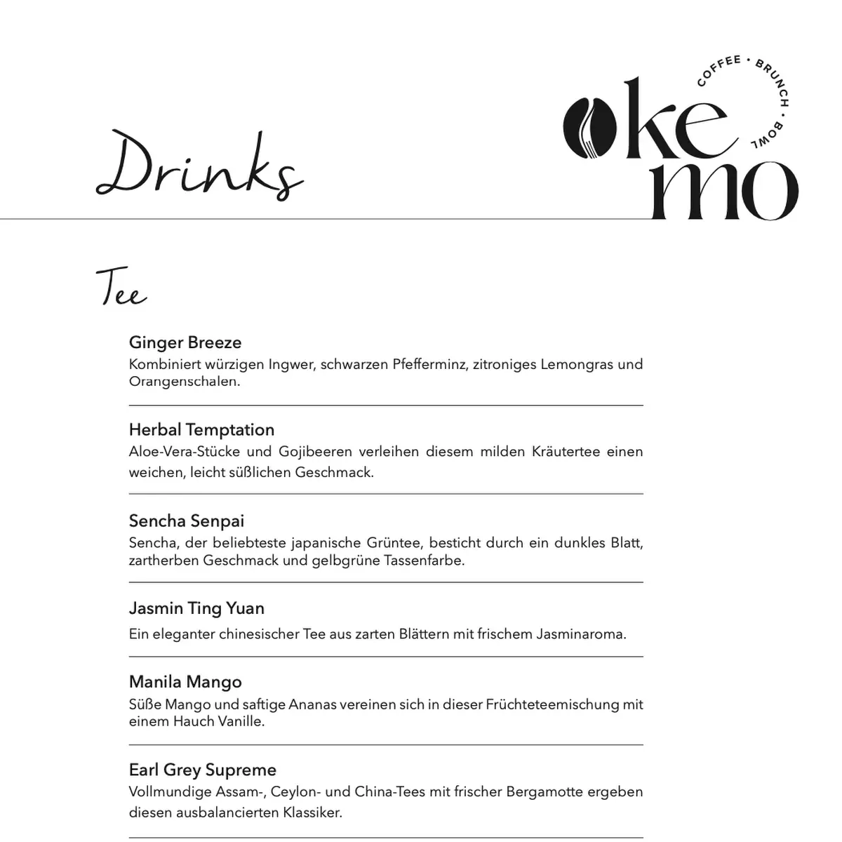 Speisekarte, Kemo Café - Bowls & Brunch