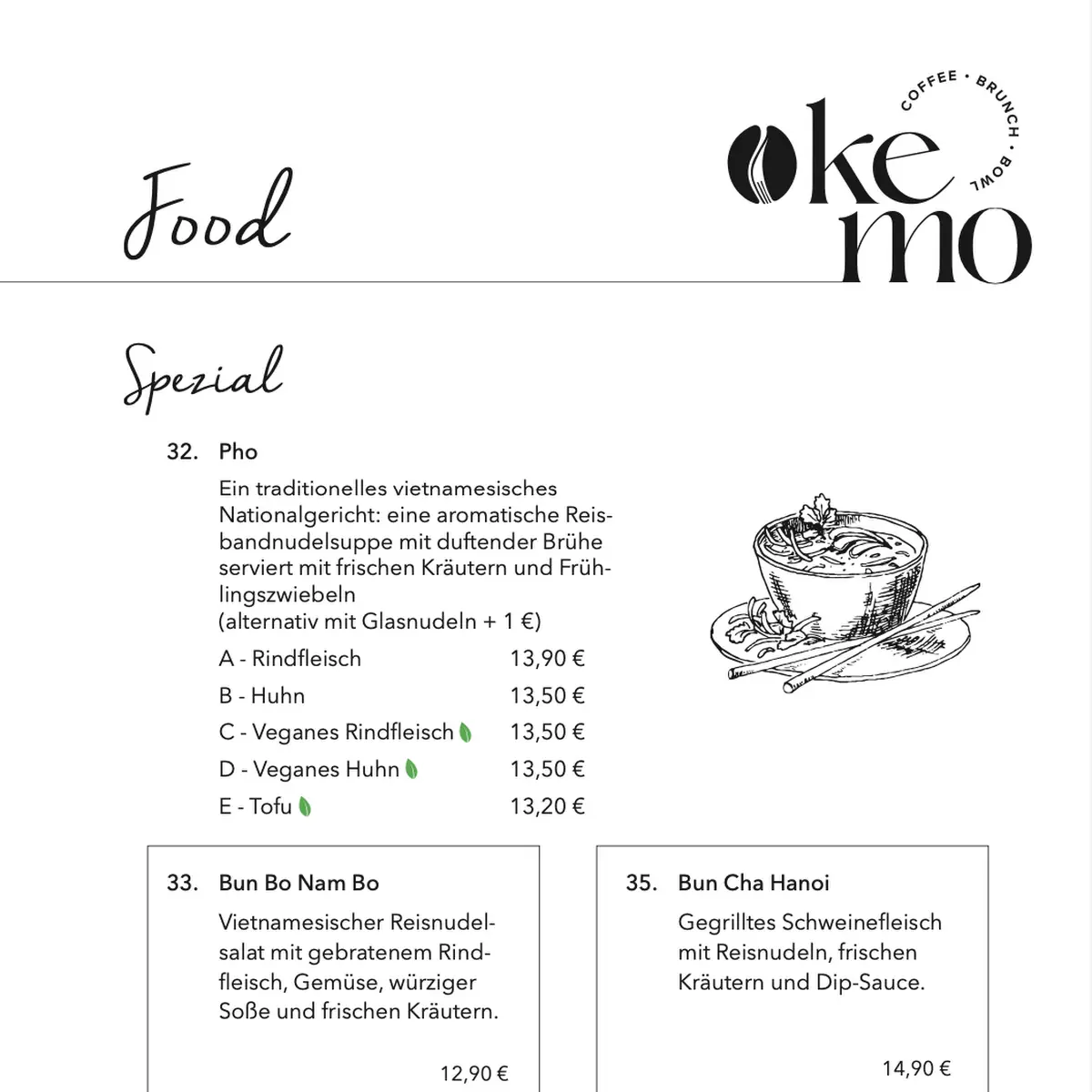 Speisekarte, Kemo Café - Bowls & Brunch