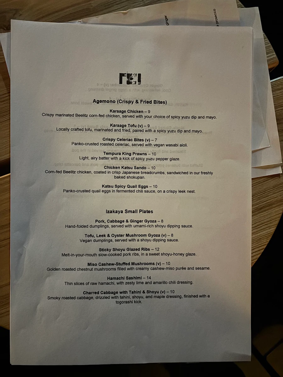 Speisekarte, REI Izakaya Bar & Restaurant