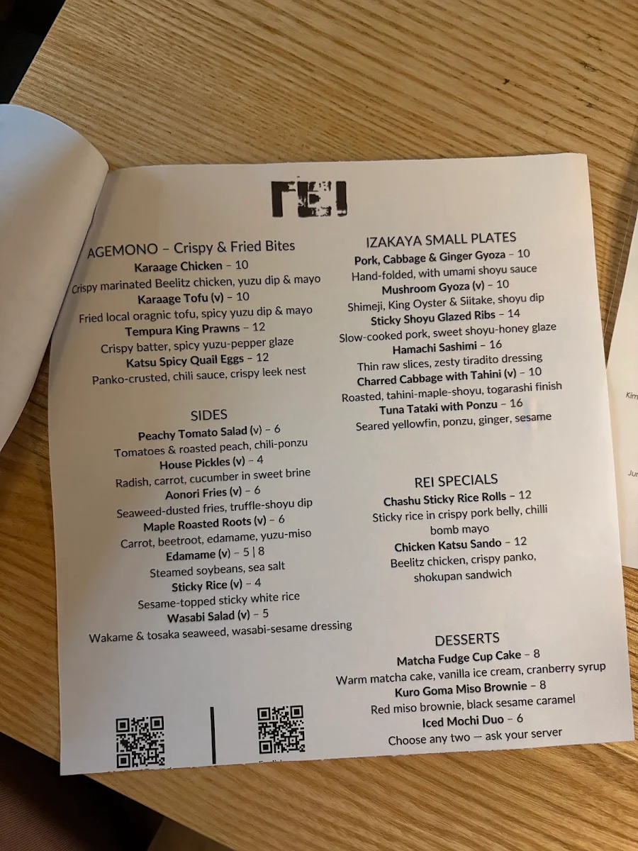 Speisekarte, REI Izakaya Bar & Restaurant