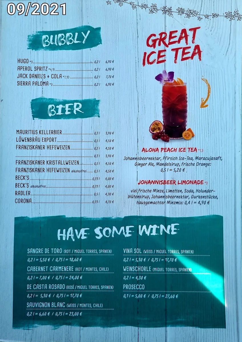 Speisekarte, Mauritius Restaurant Fellbach