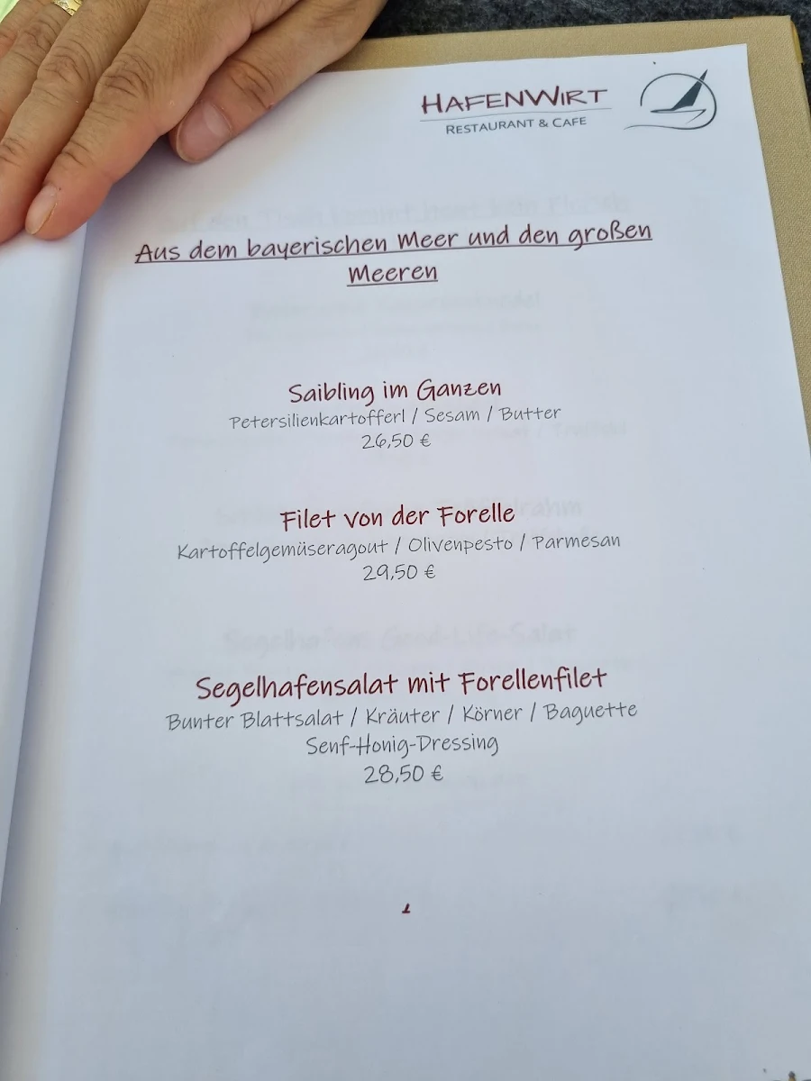 Speisekarte, Hafenwirt Restaurant & Cafe