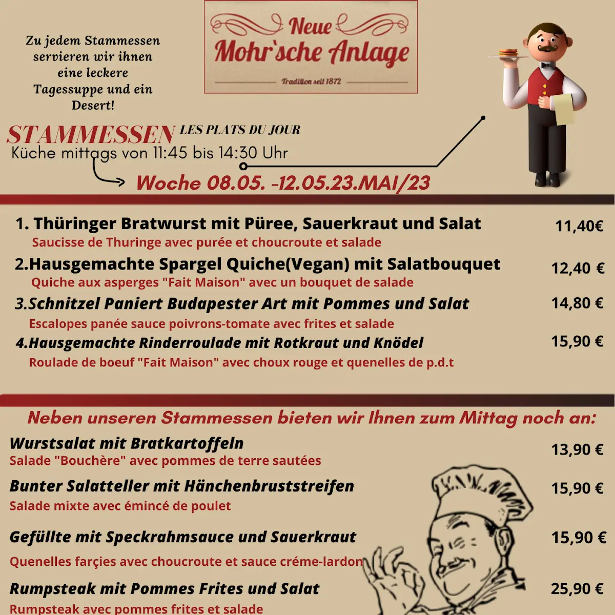 Speisekarte, Neue Mohrsche Anlage