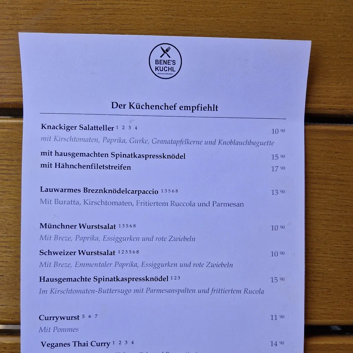 Speisekarte photo 2