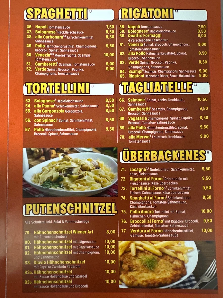 Speisekarte, Pizzeria Da Hutti